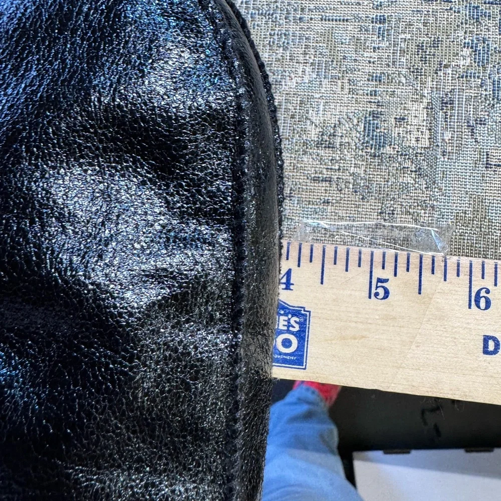 Anthropologie Mittens Shimmering Metallic Black Faux Fur lined exclusive NWOT